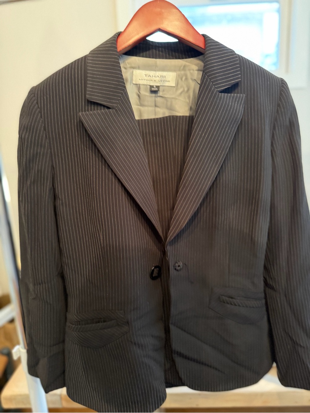 Tahari Gray Pinstripe Women's Blazer